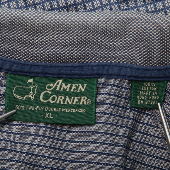 Amen Corner Masters Golf Polo Shirt Mens XL Blue Geometric Short Sleeve - Picture 5 of 11
